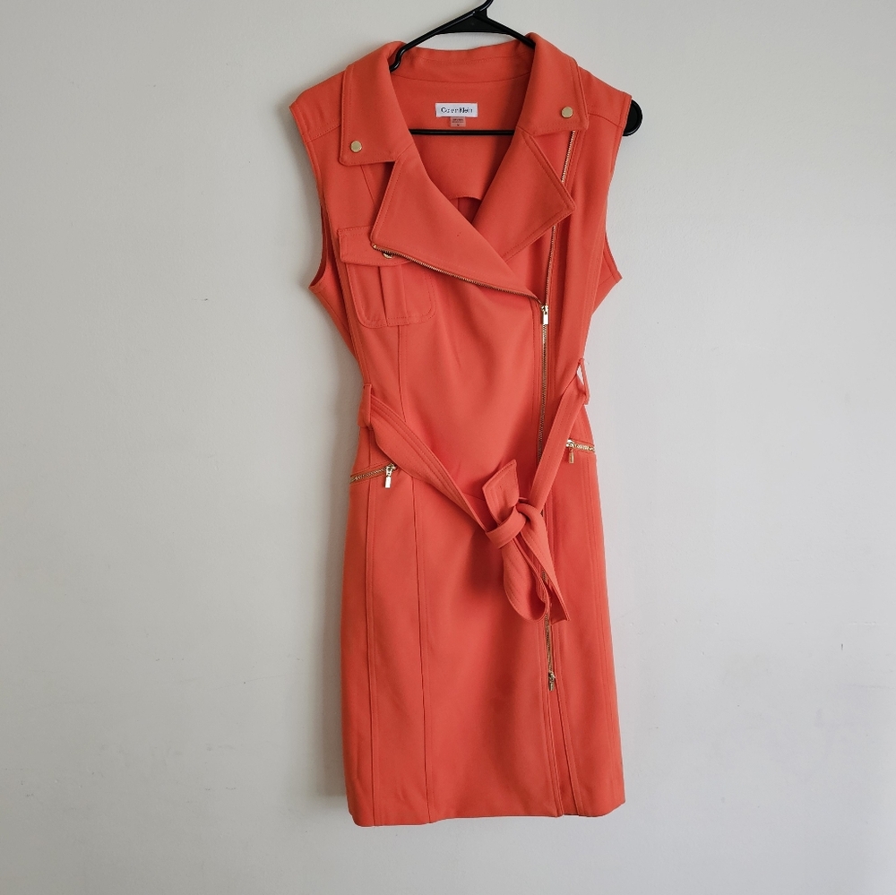 Zippered Calvin Klein Dress (Orange)zs-12 NWOT